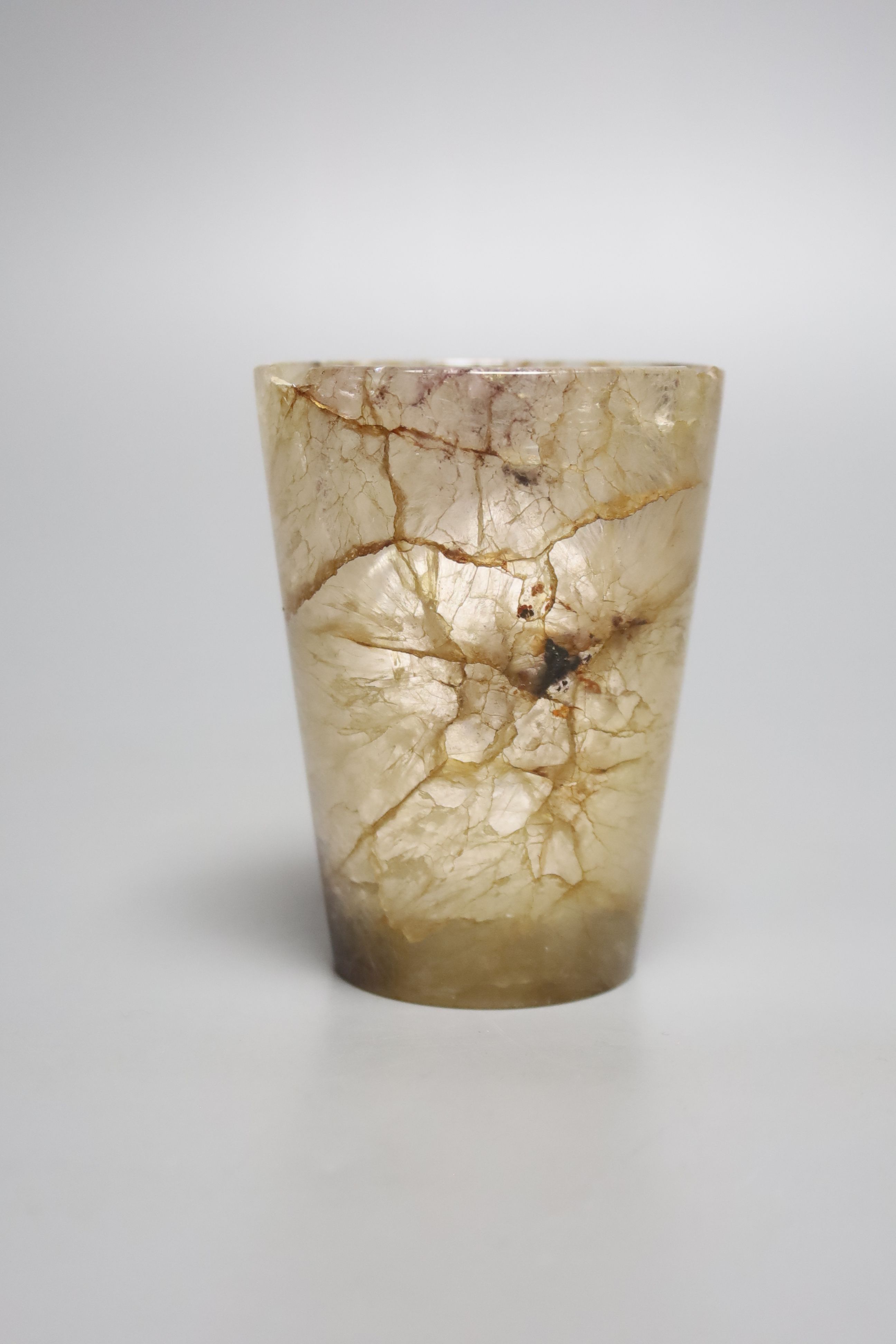 A 19th century small Blue John beaker, height 8.5cm (a.f.)